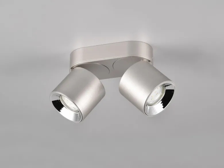 Deckenstrahler GUAYANA Silber 2 Spots schwenkbar, Breite 18cm