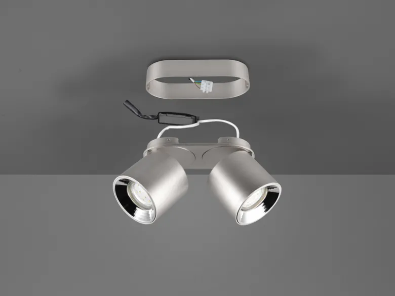 Deckenstrahler GUAYANA Silber 2 Spots schwenkbar, Breite 18cm