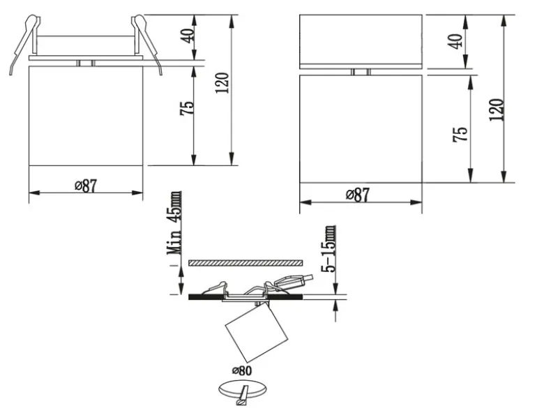 Deckenstrahler GUAYANA Weiß, Ø 9cm