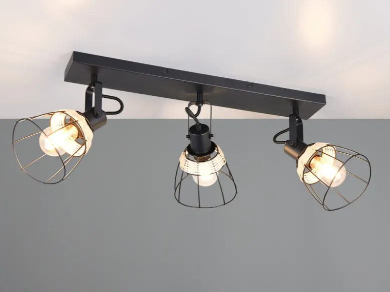Deckenstrahler JEROME 3-flammig, Gitter & Rattan Schirme, Breite 62cm