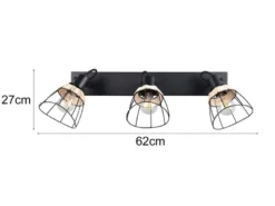 Deckenstrahler JEROME 3-flammig, Gitter & Rattan Schirme, Breite 62cm