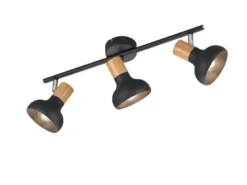 Deckenstrahler LATIKA aus Metall in Schwarz & Holzoptik, Breite 47cm