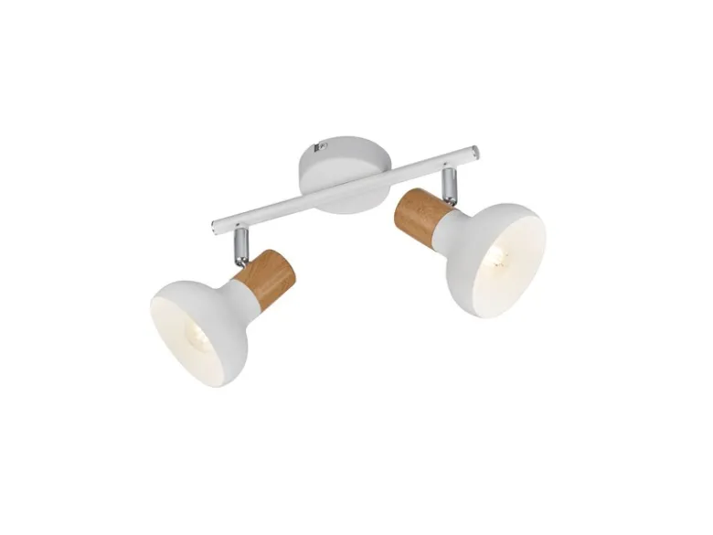 Deckenstrahler LATIKA aus Metall in Weiß & Holzoptik, Breite 30cm
