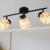Deckenstrahler LAURENT 3-flammig mit Korb Lampenschirmen aus Bambus, Breite 60cm