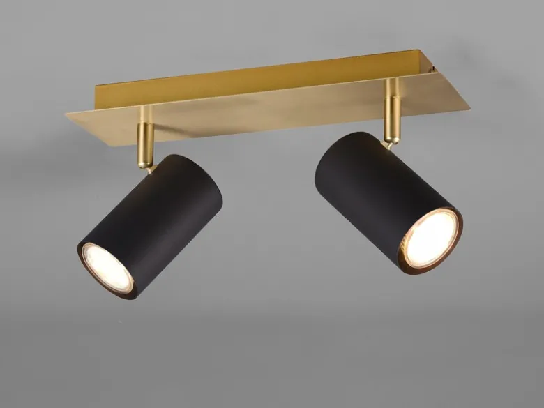 Deckenstrahler MARLEY Schwarz Gold 2-flammig, Breite 30cm