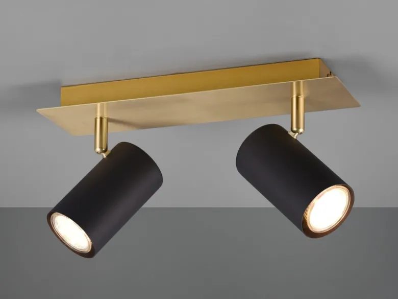 Deckenstrahler MARLEY Schwarz Gold 2-flammig, Breite 30cm