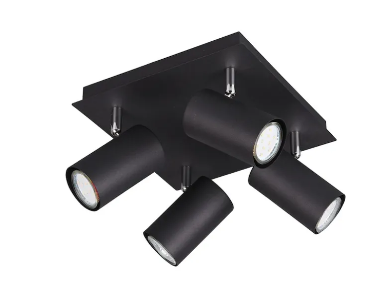 Deckenstrahler MARLEY Schwarz 4-flammig, Quadrat 24cm