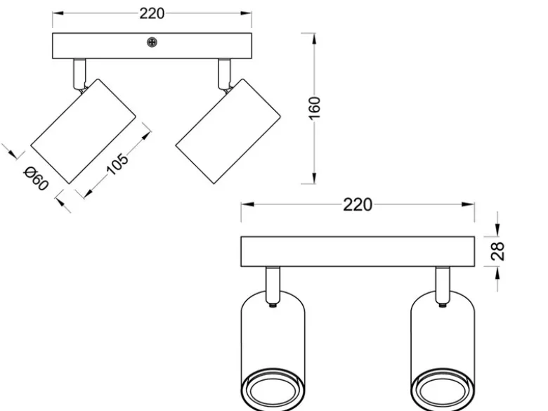 Deckenstrahler MARLEY Schwarz mit Holz 4-flammig, Quadrat 22cm