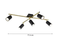Deckenstrahler MARLEY Schwarz Gold 5-flammig, Arme verstellbar, Breite 77,5cm
