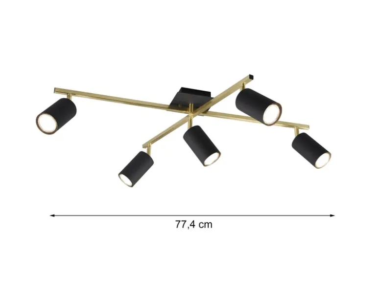 Deckenstrahler MARLEY Schwarz Gold 5-flammig, Arme verstellbar, Breite 77,5cm