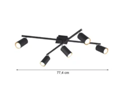 Deckenstrahler MARLEY Schwarz 5-flammig, verstellbare Spots, Breite 77,5cm