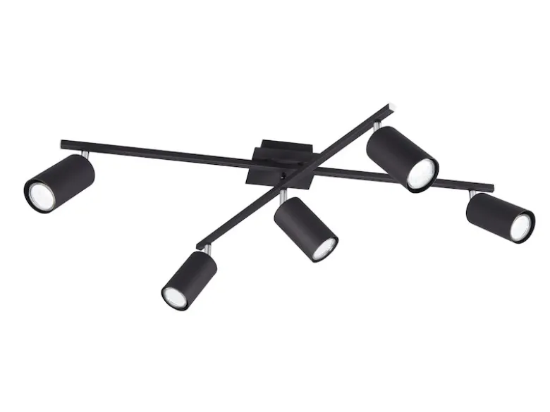 Deckenstrahler MARLEY Schwarz 5-flammig, verstellbare Spots, Breite 77,5cm
