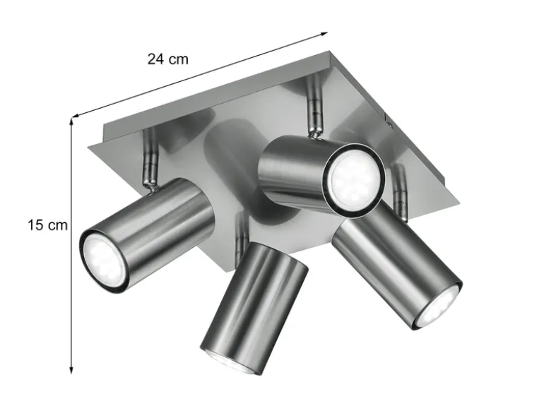 Deckenstrahler MARLEY Silber 4-flammig, Quadrat 24cm