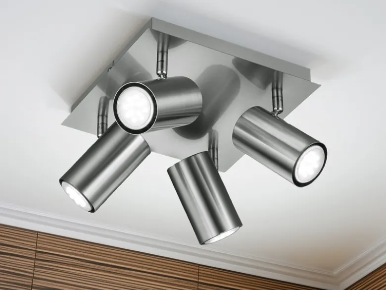 Deckenstrahler MARLEY Silber 4-flammig, Quadrat 24cm