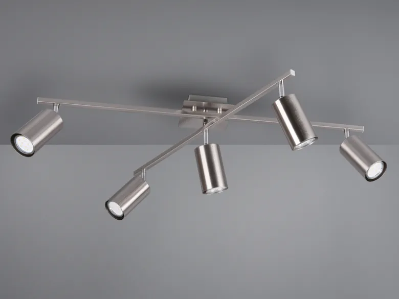 Deckenstrahler MARLEY Silber 5-flammig, verstellbare Spots, Breite 77,5cm