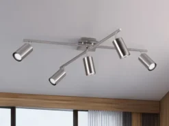 Deckenstrahler MARLEY Silber 5-flammig, verstellbare Spots, Breite 77,5cm