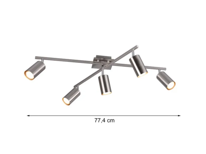 Deckenstrahler MARLEY Silber 5-flammig, verstellbare Spots, Breite 77,5cm