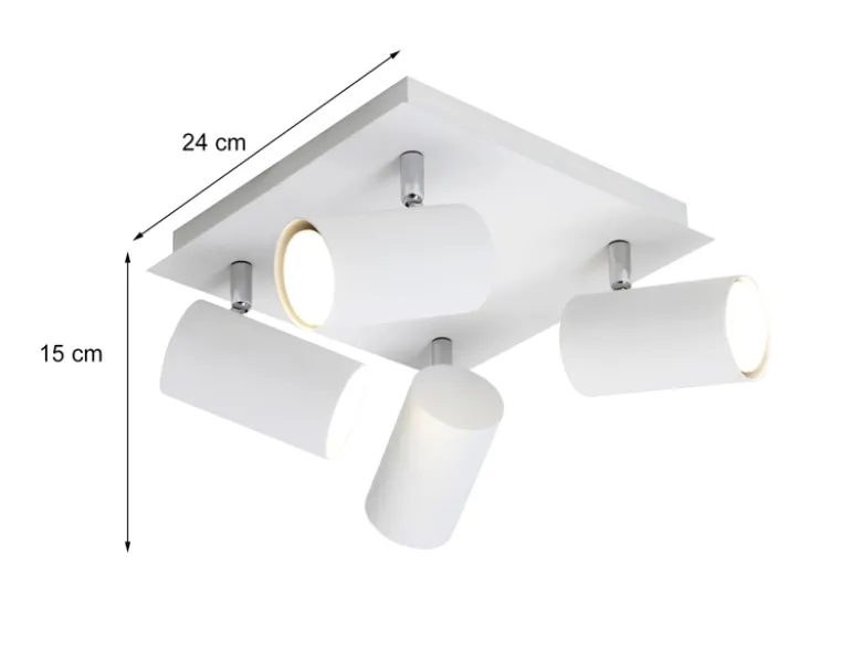 Deckenstrahler MARLEY Weiß 4-flammig, Quadrat 24cm