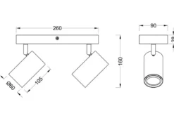 Deckenstrahler MARLEY Weiß mit Holz 2-flammig, Breite 26cm