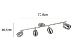Deckenstrahler NANCY 4-flammig aus Metall Silber, Breite 70,5cm