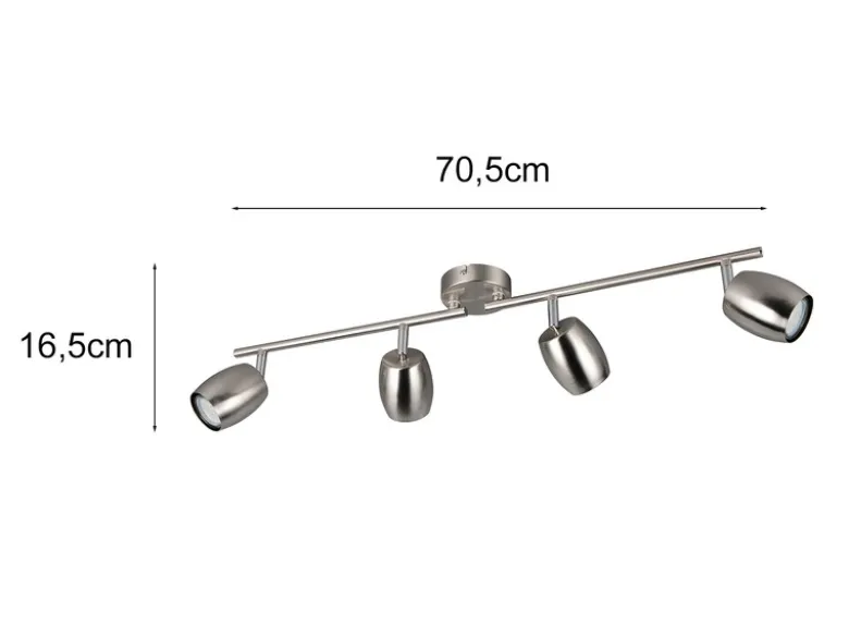 Deckenstrahler NANCY 4-flammig aus Metall Silber, Breite 70,5cm