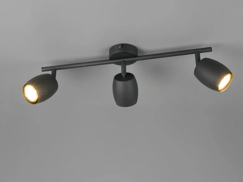 Deckenstrahler NANCY 3-flammig aus Metall Schwarz, Breite 47,5cm
