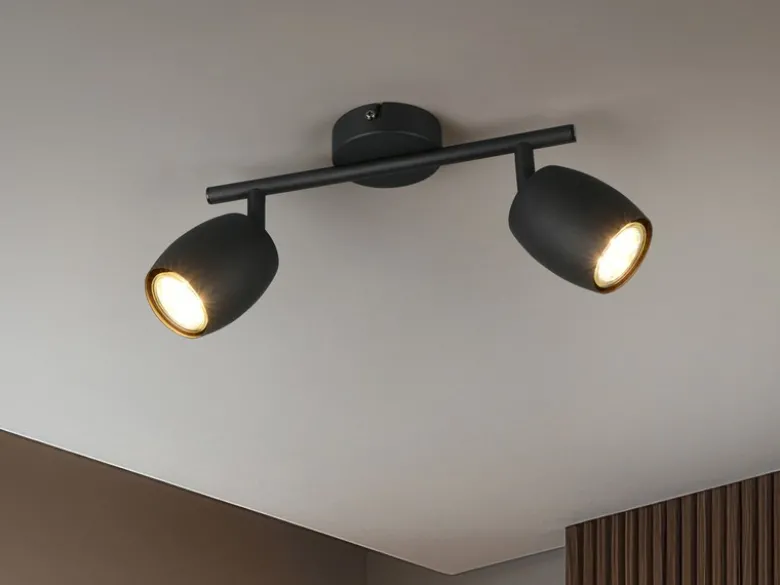 Deckenstrahler NANCY 2-flammig aus Metall Schwarz, Breite 27,5cm