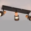 Deckenstrahler NANDINI 3-flammig, Holz & Draht-Stoff Lampenschirm, Breite 58,5cm