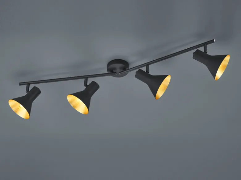 Deckenstrahler NINA Metall Schwarz Gold 4-flammig, Breite 84,5cm