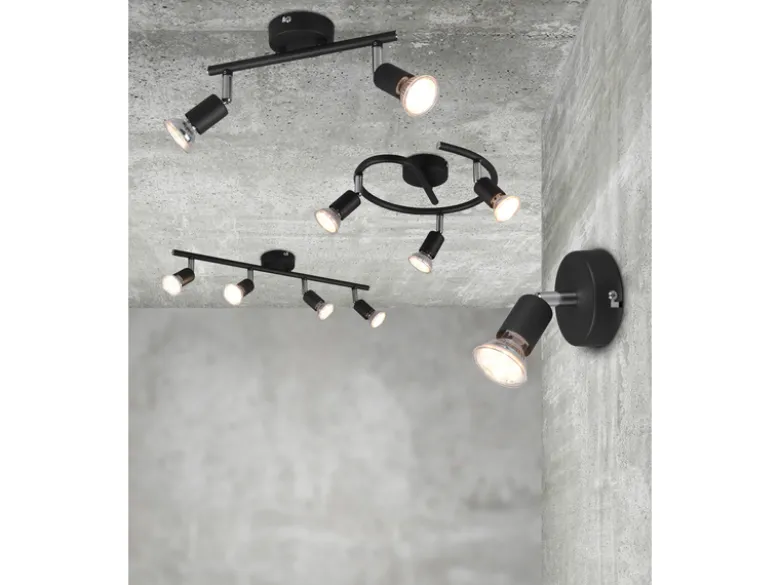 Deckenstrahler PARIS 4-flammig Metall Schwarz, Breite 50cm