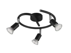 Deckenstrahler PARIS Rondell 3-flammig Schwarz, Ø 26cm