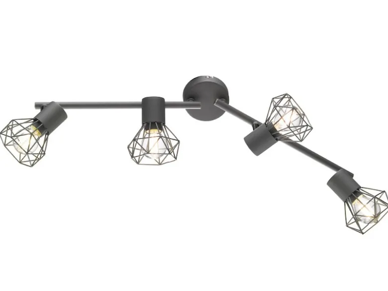 Deckenstrahler RAN Grau 4-flammig, Gitterlampe schwenkbar, Breite 60cm