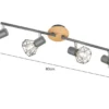 Deckenstrahler RAN Grau / Holz 4-flammig, Gitterlampe schwenkbar, Breite 60cm