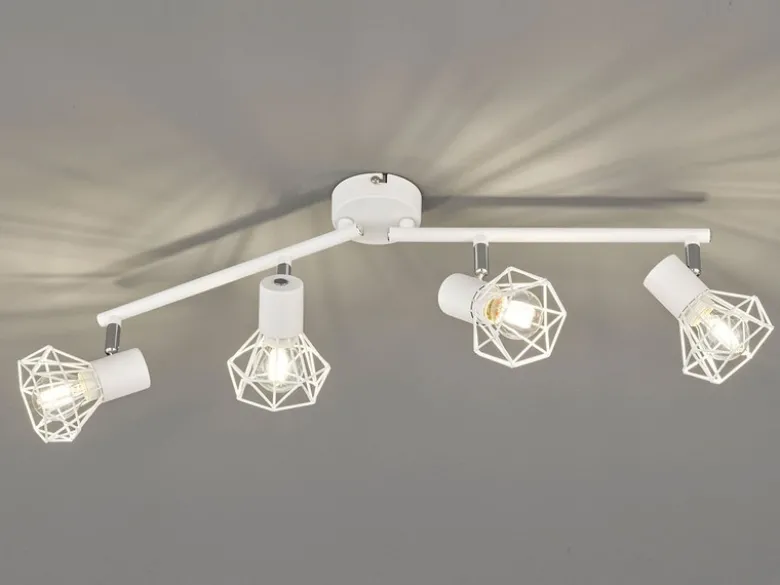 Deckenstrahler RAN Weiß 4-flammig, Gitterlampe schwenkbar, Breite 60cm