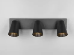 Deckenstrahler SHARP Schwarz Gold 3-flammig, Breite 46cm