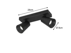 Deckenstrahler SHARP Schwarz Gold 2-flammig, Breite 28cm