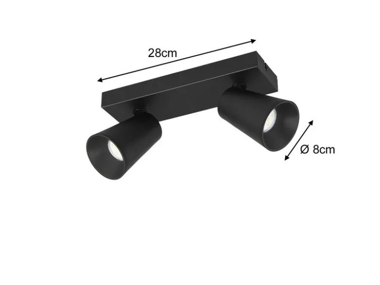 Deckenstrahler SHARP Schwarz Gold 2-flammig, Breite 28cm