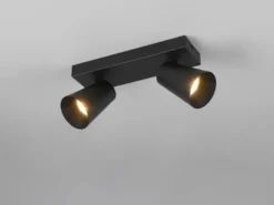 Deckenstrahler SHARP Schwarz Gold 2-flammig, Breite 28cm