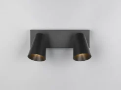 Deckenstrahler SHARP Schwarz Gold 2-flammig, Breite 28cm