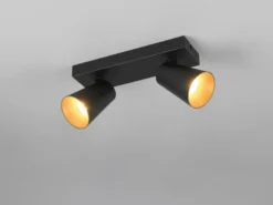 Deckenstrahler SHARP Schwarz Gold 2-flammig, Breite 28cm