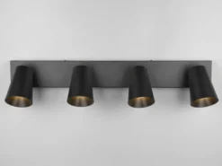 Deckenstrahler SHARP Schwarz Gold 4-flammig, Breite 64cm