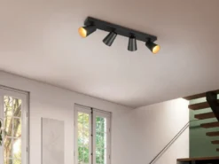 Deckenstrahler SHARP Schwarz Gold 4-flammig, Breite 64cm