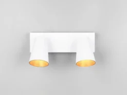 Deckenstrahler SHARP Weiß Gold 2-flammig, Breite 28cm