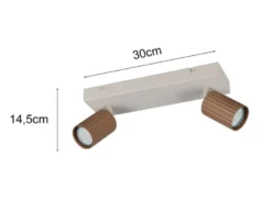 Deckenstrahler SOKA 2-flammig aus Metall Grau & Coffee, Breite 30cm
