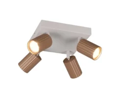 Deckenstrahler SOKA 4-flammig aus Metall Hellgrau & Coffee, Quadrat 20cm