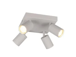 Deckenstrahler SOKA 4-flammig aus Metall Hellgrau, Quadrat 20cm