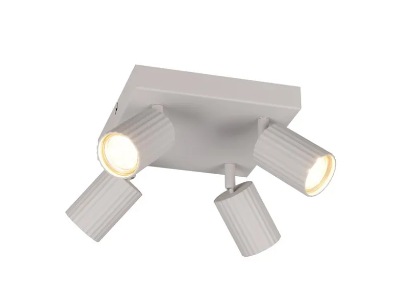 Deckenstrahler SOKA 4-flammig aus Metall Hellgrau, Quadrat 20cm