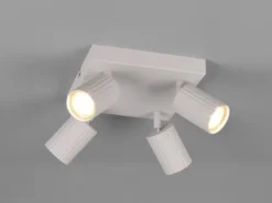 Deckenstrahler SOKA 4-flammig aus Metall Hellgrau, Quadrat 20cm