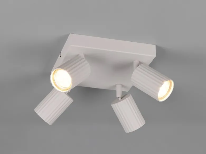Deckenstrahler SOKA 4-flammig aus Metall Hellgrau, Quadrat 20cm