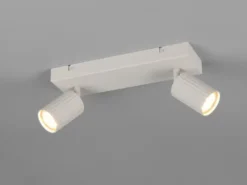 Deckenstrahler SOKA 2-flammig aus Metall Hellgrau, Breite 30cm